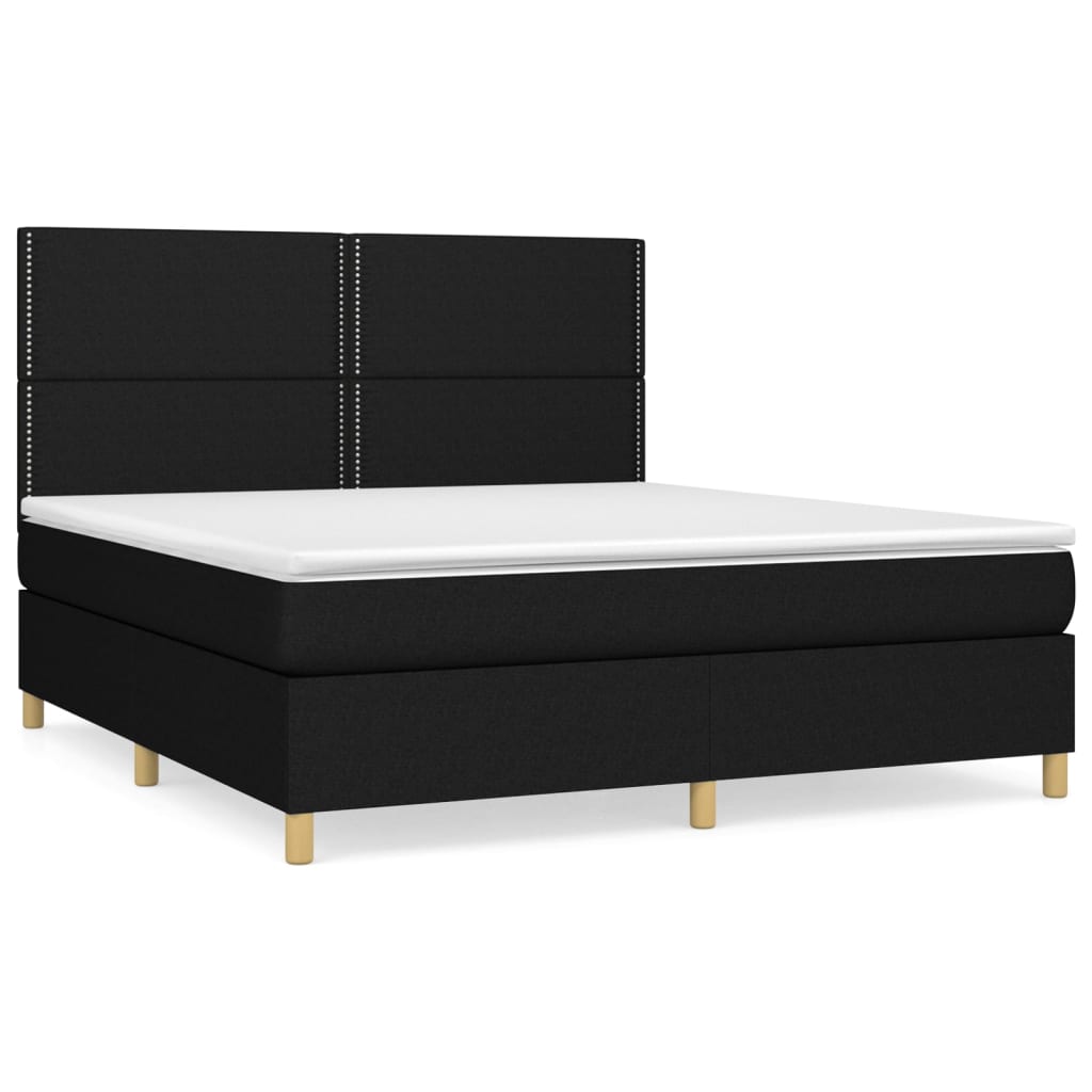Κρεβάτι Boxspring με Στρώμα Μαύρο 160x200 εκ. Υφασμάτινο