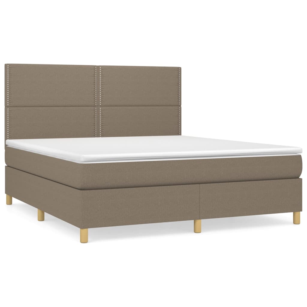 Κρεβάτι Boxspring με Στρώμα Taupe 160x200 εκ. Υφασμάτινο - Pakobazaar