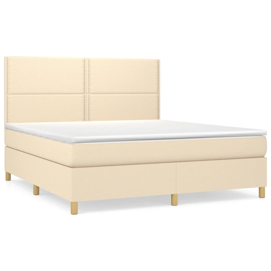 Κρεβάτι Boxspring με Στρώμα Κρεμ 160x200 εκ. Υφασμάτινο