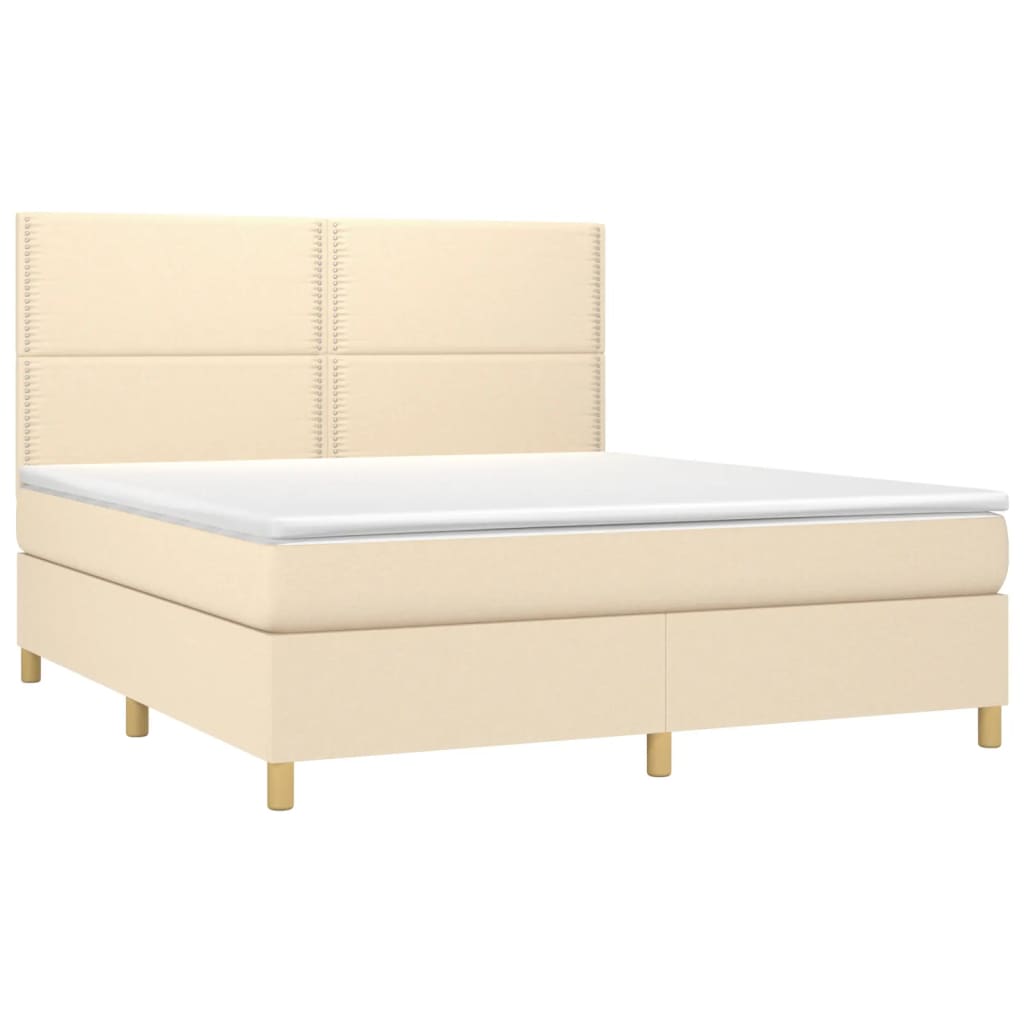 Κρεβάτι Boxspring με Στρώμα Κρεμ 160x200 εκ. Υφασμάτινο