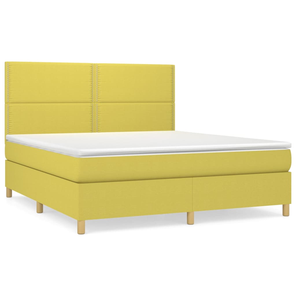 Κρεβάτι Boxspring με Στρώμα Πράσινο 160x200 εκ.Υφασμάτινο - Pakobazaar