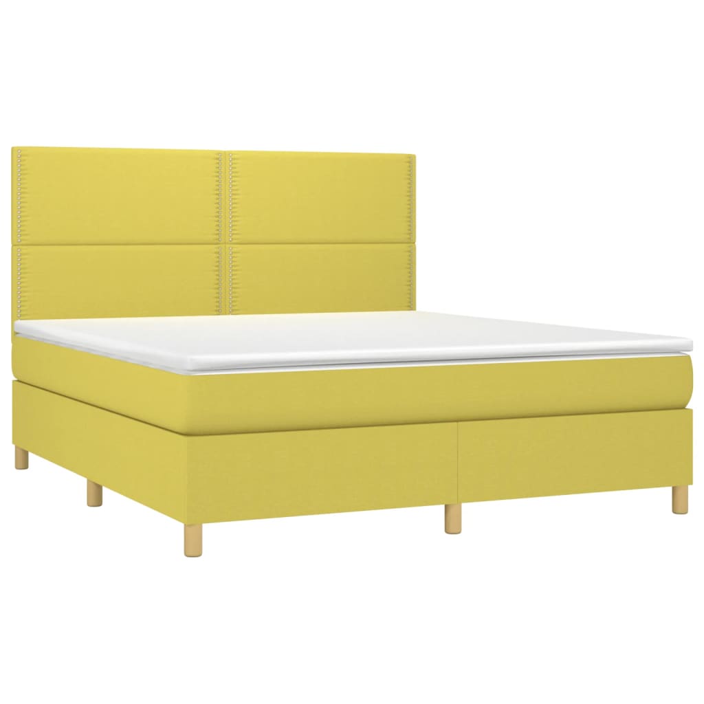 Κρεβάτι Boxspring με Στρώμα Πράσινο 160x200 εκ.Υφασμάτινο - Pakobazaar