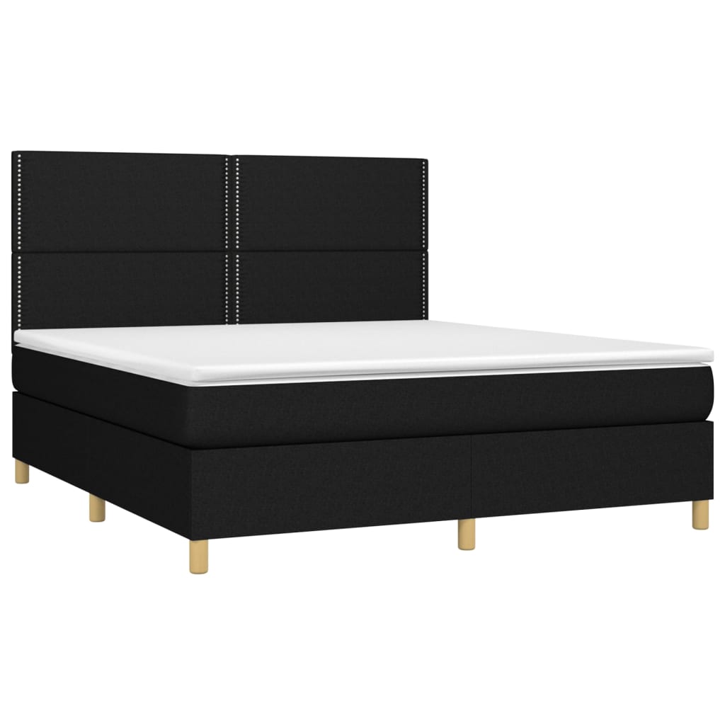 Κρεβάτι Boxspring με Στρώμα Μαύρο 180x200 εκ. Υφασμάτινο