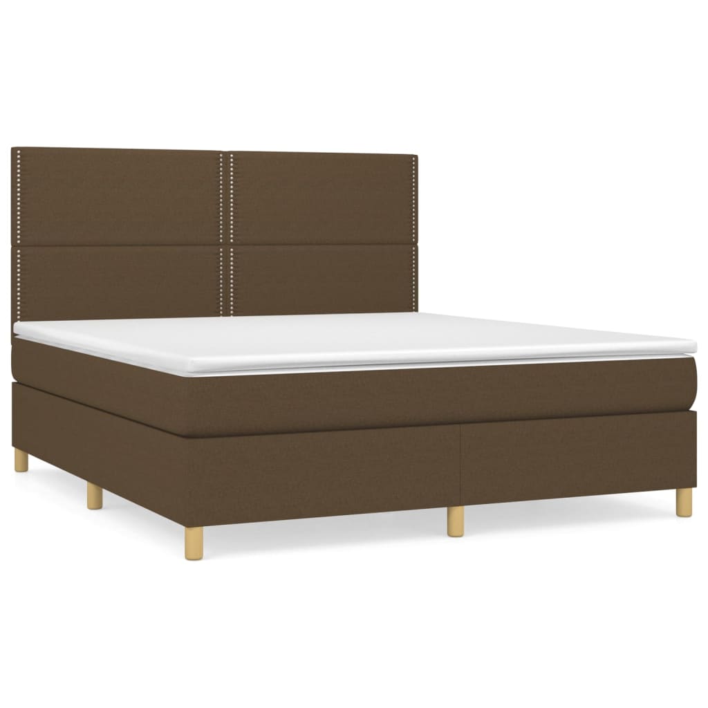 Κρεβάτι Boxspring με Στρώμα Σκούρο Καφέ 180x200 εκ Υφασμάτινο