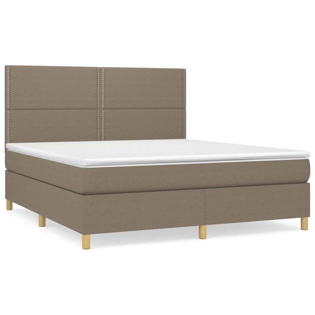 Κρεβάτι Boxspring με Στρώμα Taupe 180x200 εκ. Υφασμάτινο