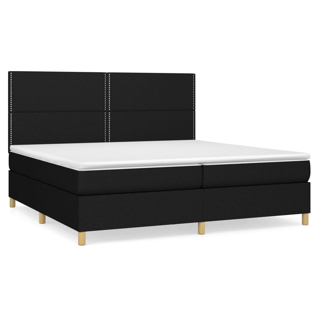 Κρεβάτι Boxspring με Στρώμα Μαύρο 200x200 εκ. Υφασμάτινο