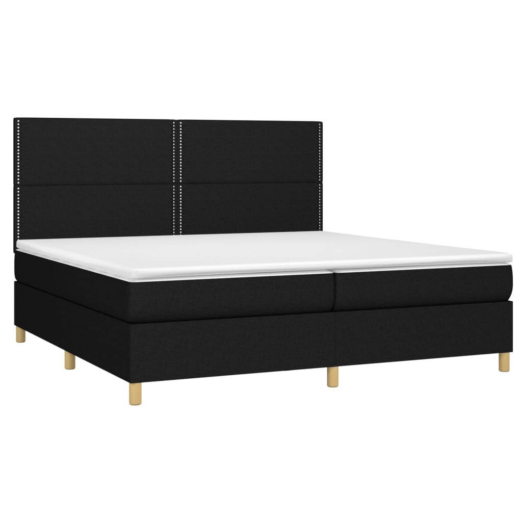 Κρεβάτι Boxspring με Στρώμα Μαύρο 200x200 εκ. Υφασμάτινο