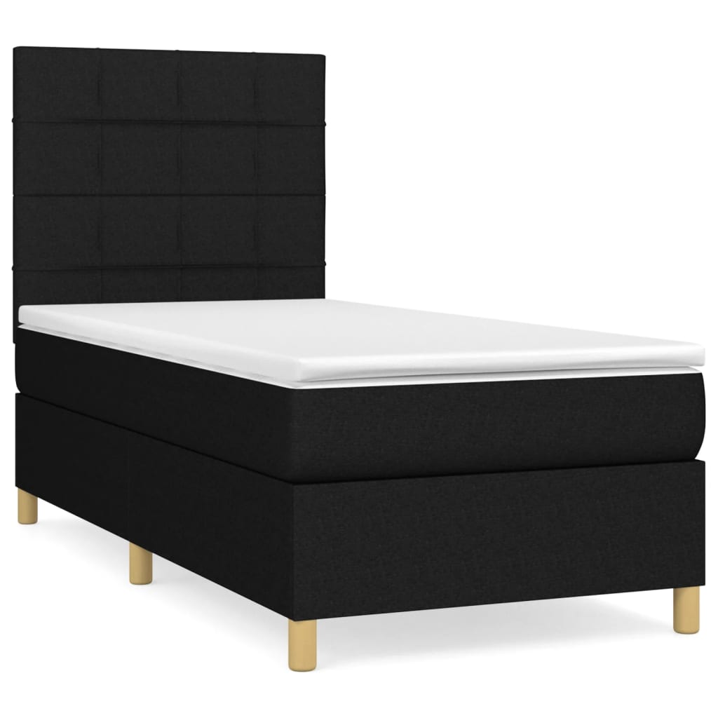 Κρεβάτι Boxspring με Στρώμα Μαύρο 80 x 200 εκ. Υφασμάτινο