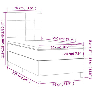 Κρεβάτι Boxspring με Στρώμα Κρεμ 80 x 200 εκ. Υφασμάτινο