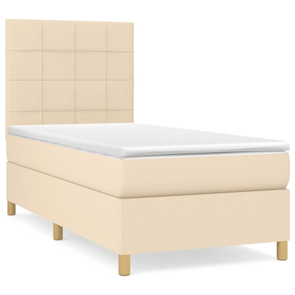 Κρεβάτι Boxspring με Στρώμα Κρεμ 90x190 εκ.Υφασμάτινο