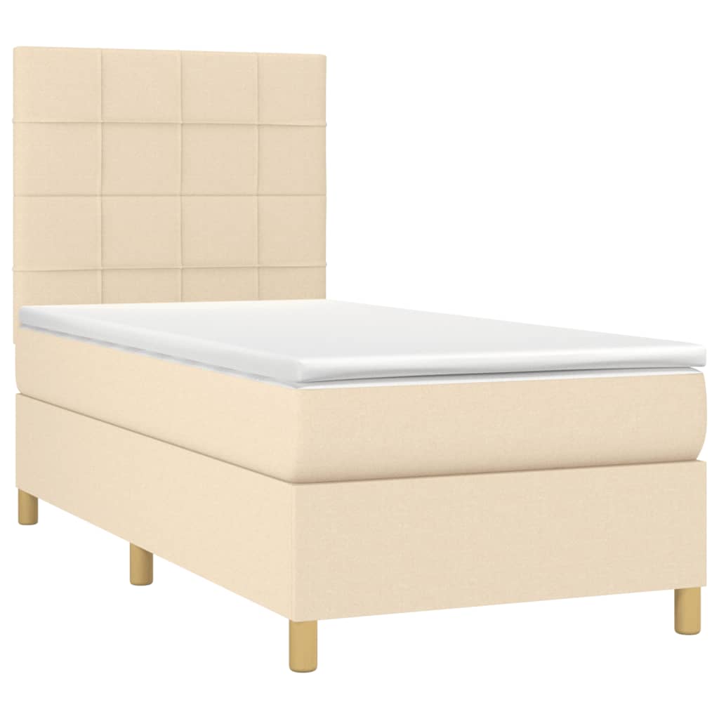 Κρεβάτι Boxspring με Στρώμα Κρεμ 90x190 εκ.Υφασμάτινο