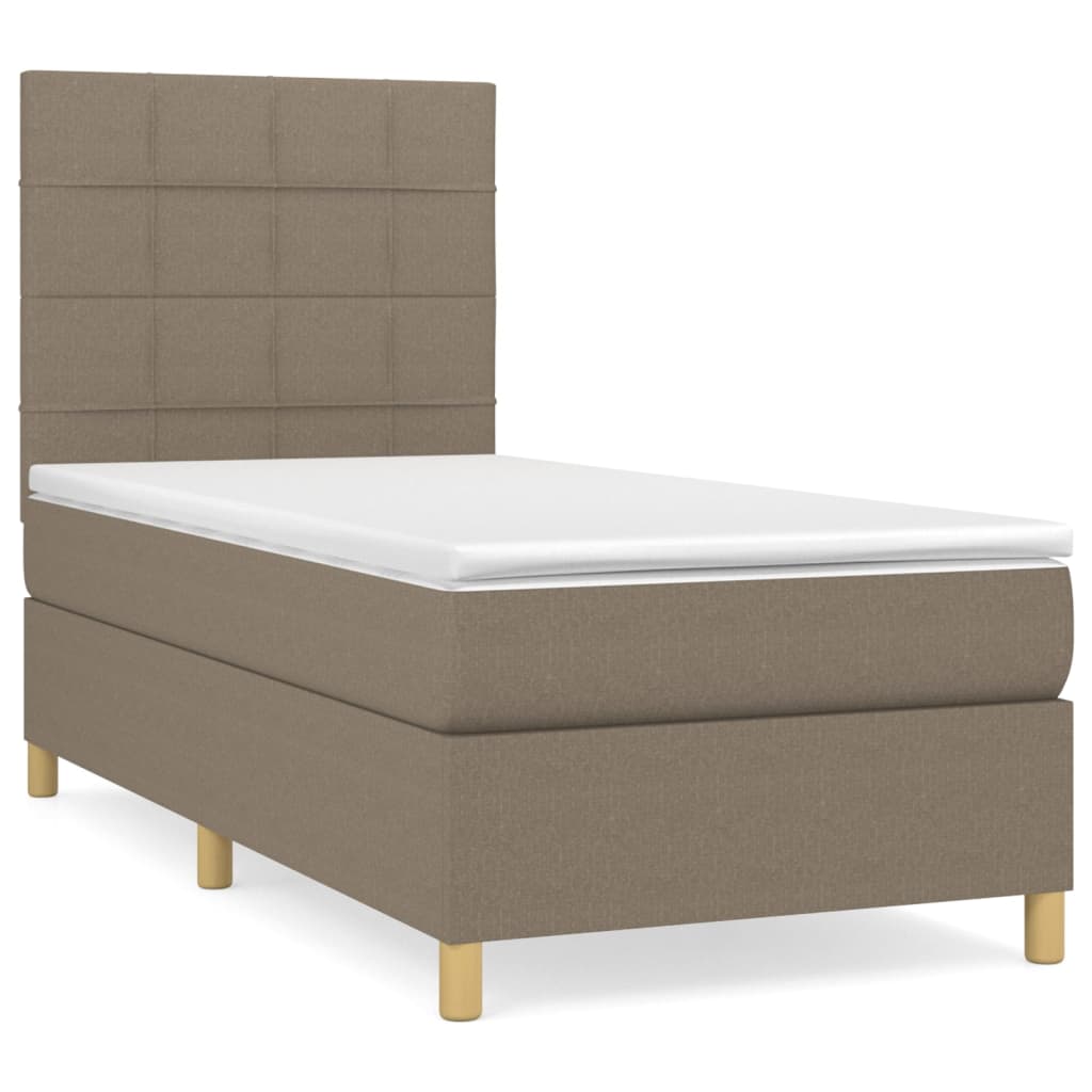 Κρεβάτι Boxspring με Στρώμα Taupe 100 x 200 εκ. Υφασμάτινο
