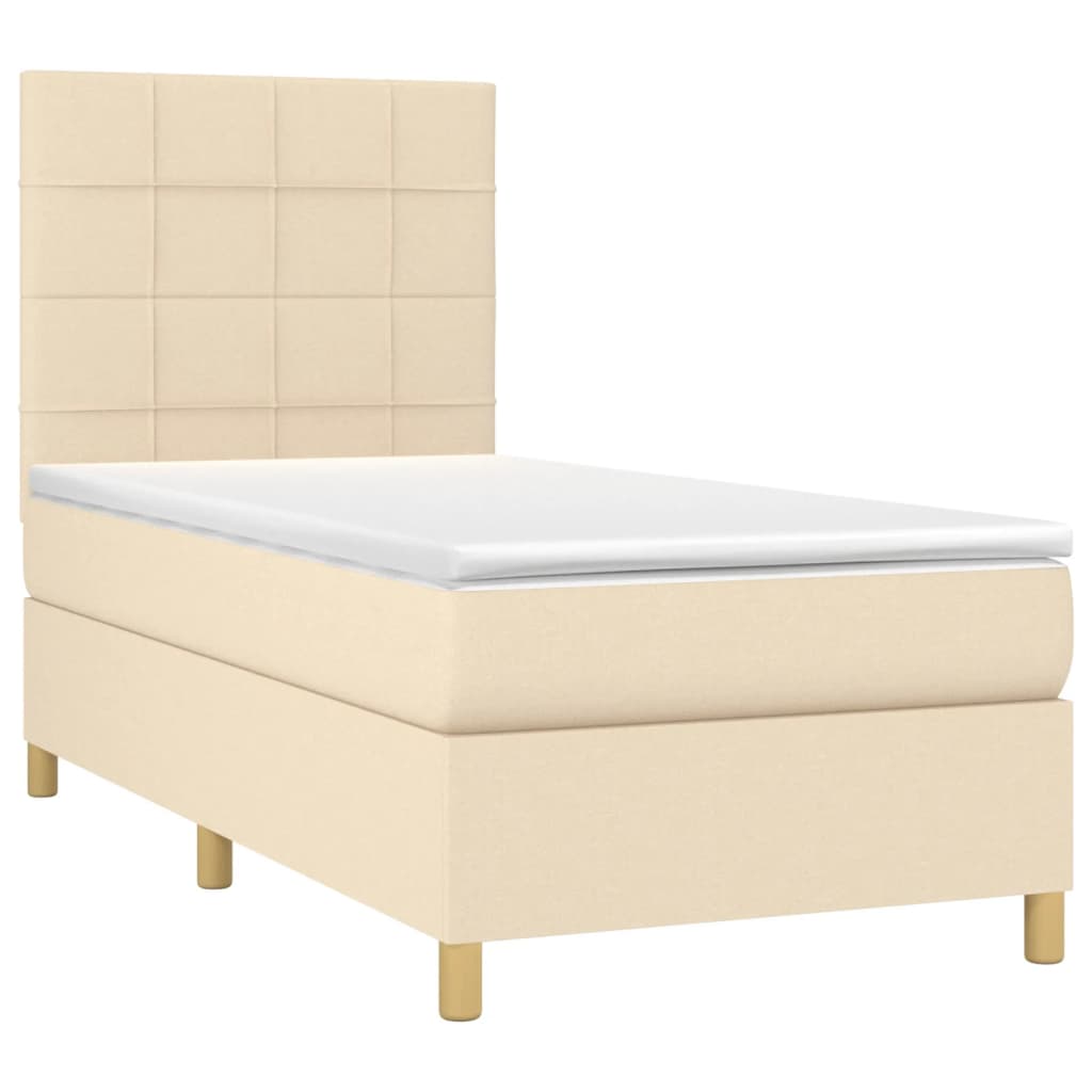 Κρεβάτι Boxspring με Στρώμα Κρεμ 100 x 200 εκ. Υφασμάτινο