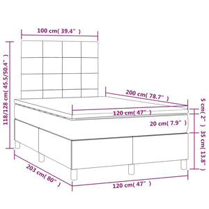 Κρεβάτι Boxspring με Στρώμα Μπλε 120x200 εκ. Υφασμάτινο