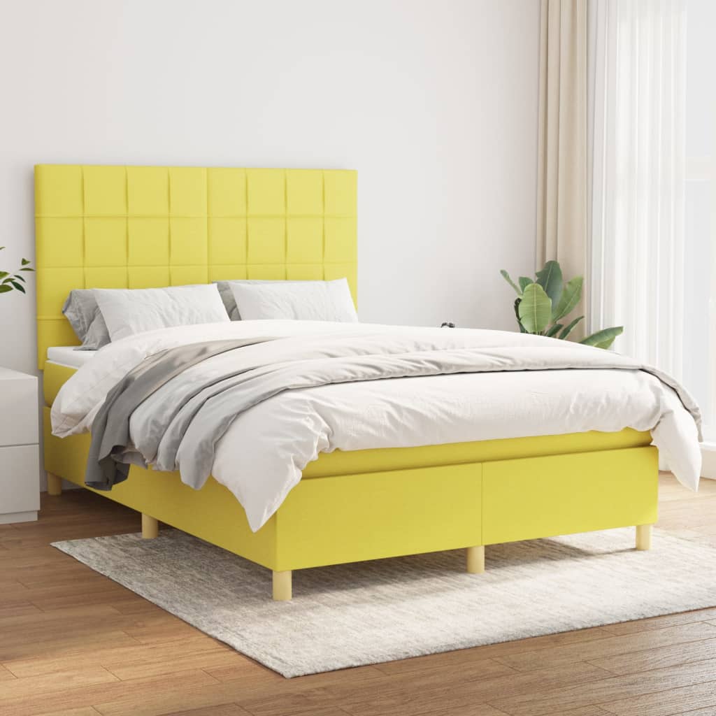 Κρεβάτι Boxspring με Στρώμα Πράσινο 140x190 εκ. Υφασμάτινο