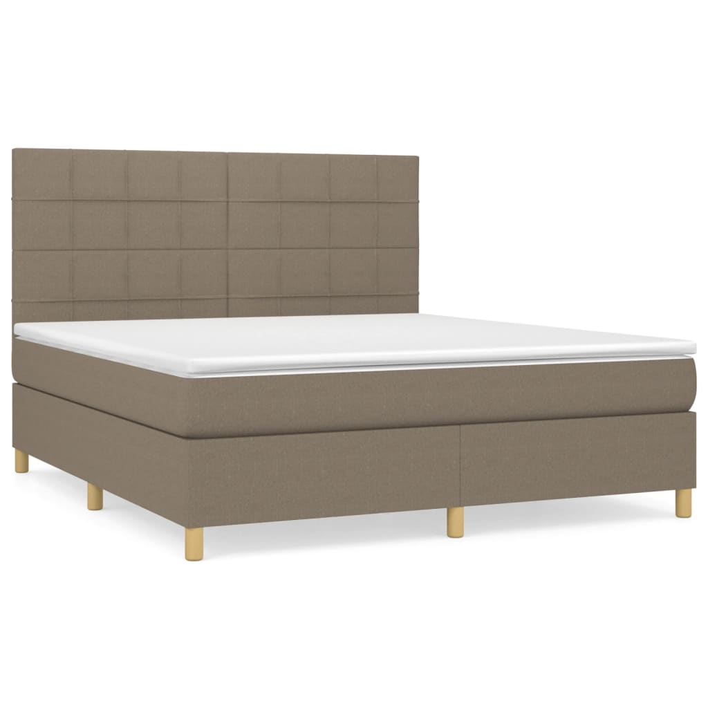 Κρεβάτι Boxspring με Στρώμα Taupe 160x200 εκ. Υφασμάτινο