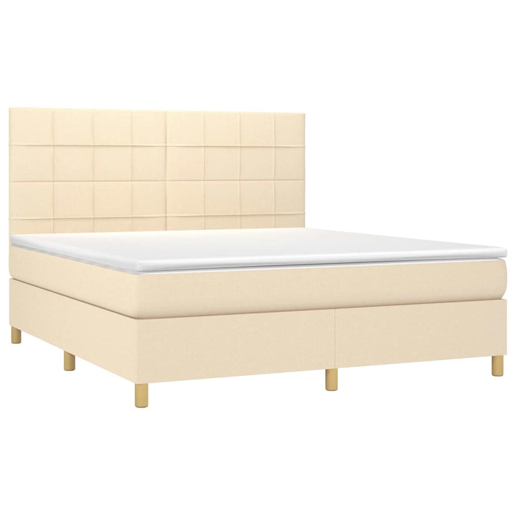 Κρεβάτι Boxspring με Στρώμα Κρεμ 160x200 εκ. Υφασμάτινο