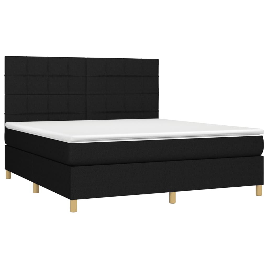 Κρεβάτι Boxspring με Στρώμα Μαύρο 180x200 εκ. Υφασμάτινο