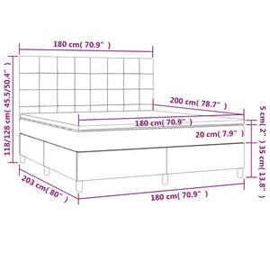 Κρεβάτι Boxspring με Στρώμα Μαύρο 180x200 εκ. Υφασμάτινο