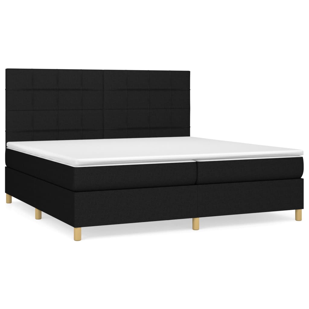 Κρεβάτι Boxspring με Στρώμα Μαύρο 200x200 εκ. Υφασμάτινο - Pakobazaar