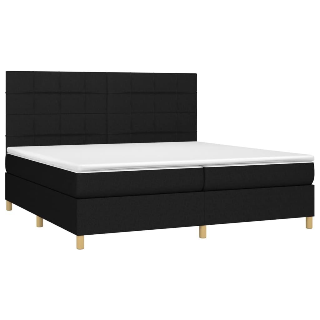Κρεβάτι Boxspring με Στρώμα Μαύρο 200x200 εκ. Υφασμάτινο - Pakobazaar