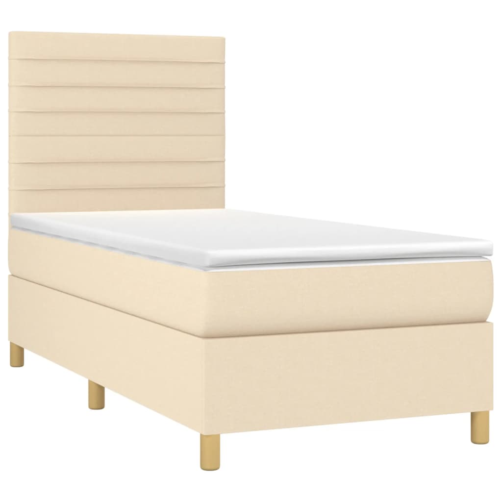 Κρεβάτι Boxspring με Στρώμα Κρεμ 80 x 200 εκ. Υφασμάτινο