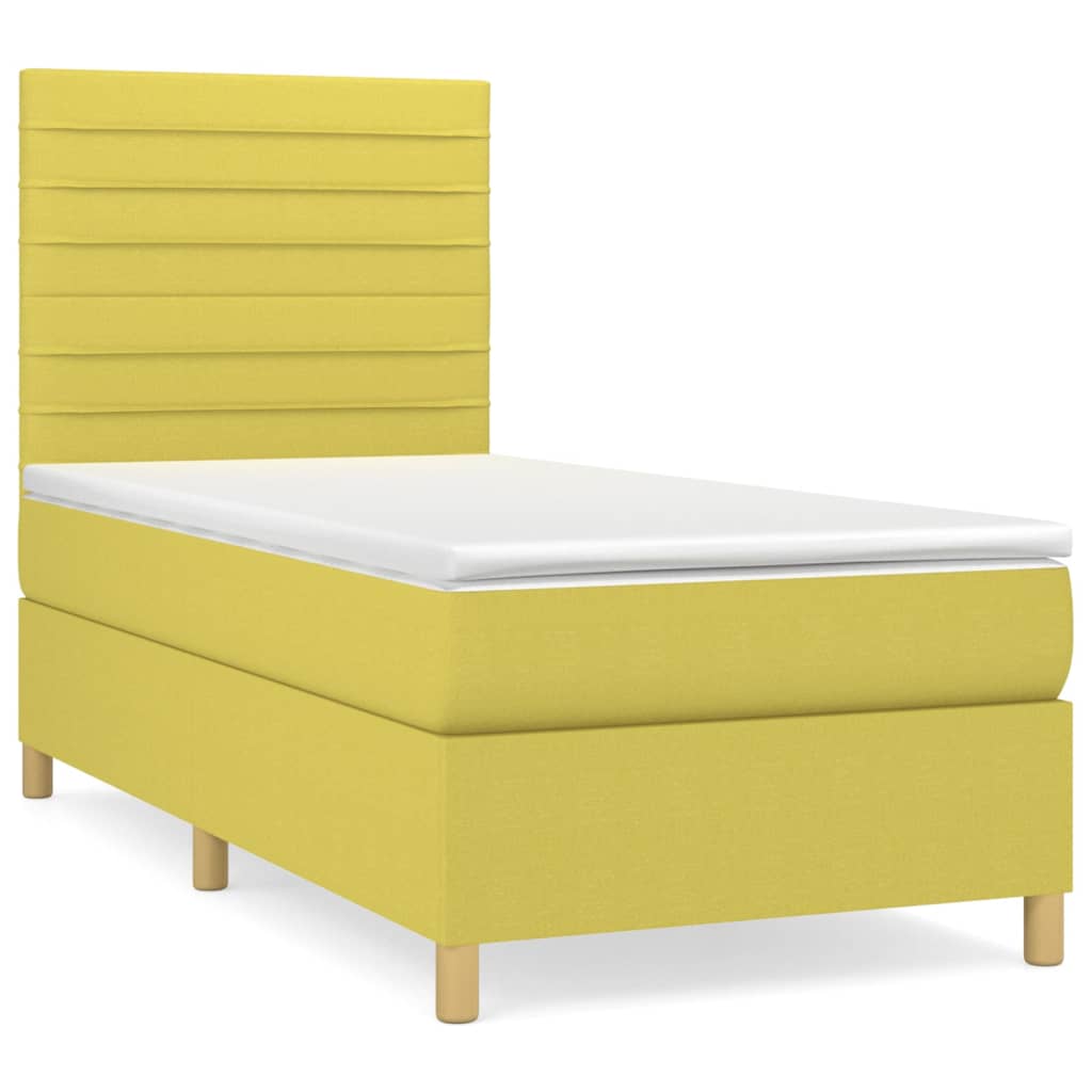Κρεβάτι Boxspring με Στρώμα Πράσινο 80 x 200 εκ. Υφασμάτινο - Pakobazaar