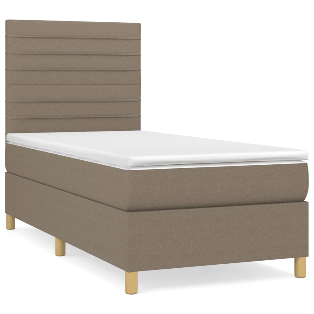Κρεβάτι Boxspring με Στρώμα Taupe 90x190 εκ.Υφασμάτινο