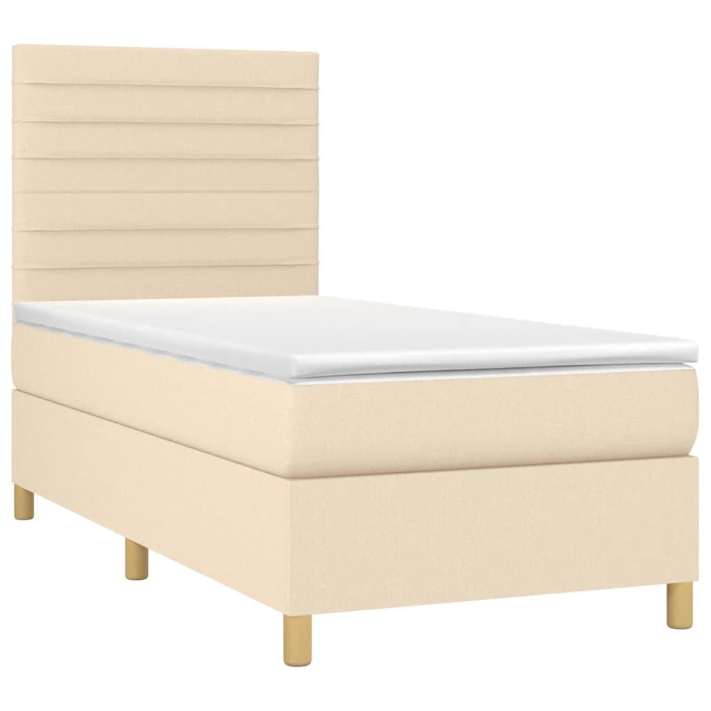 Κρεβάτι Boxspring με Στρώμα Κρεμ 90x190 εκ.Υφασμάτινο