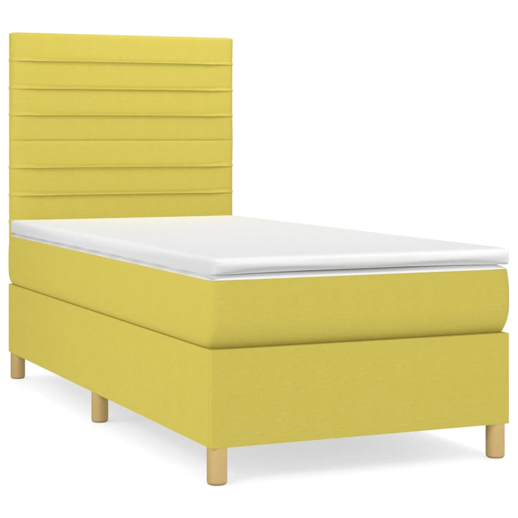 Κρεβάτι Boxspring με Στρώμα Πράσινο 90x190 εκ.Υφασμάτινο