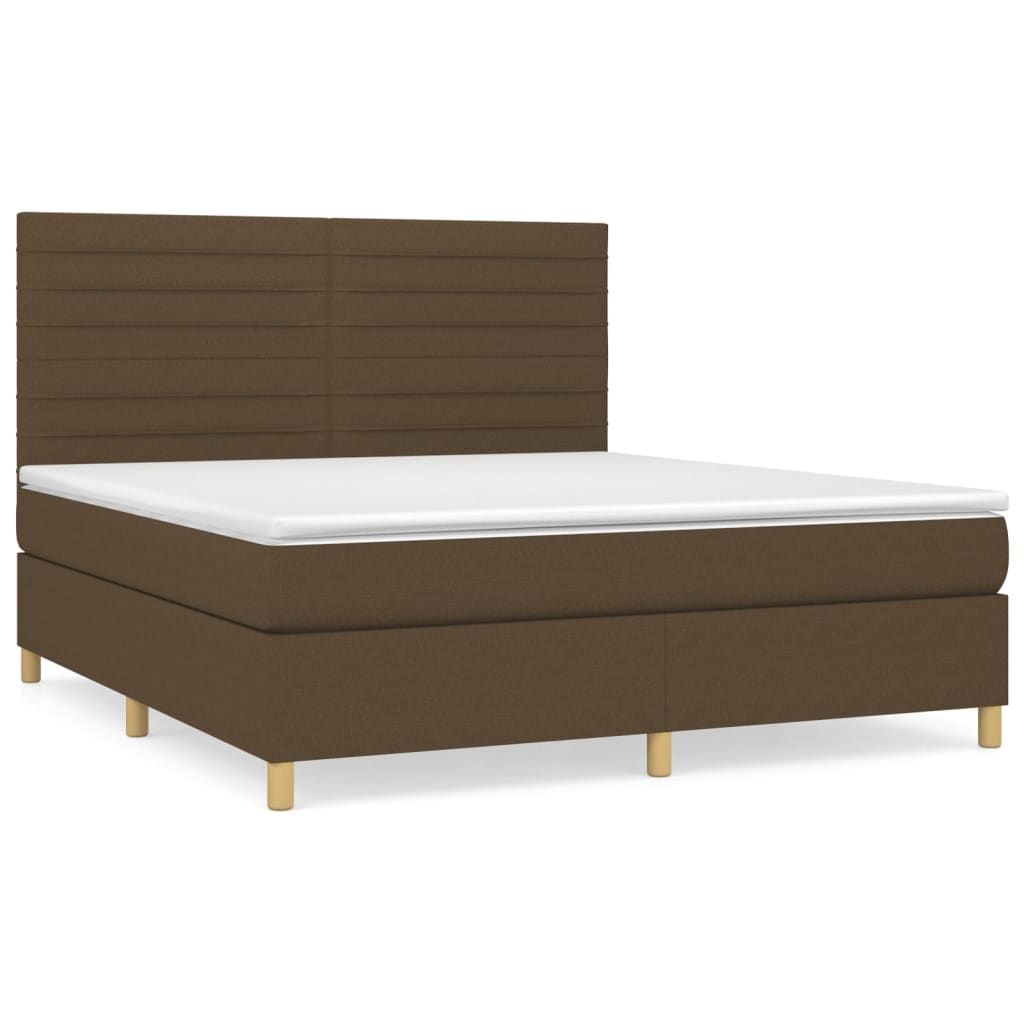 Κρεβάτι Boxspring με Στρώμα Σκούρο Καφέ 160x200 εκ Υφασμάτινο - Pakobazaar