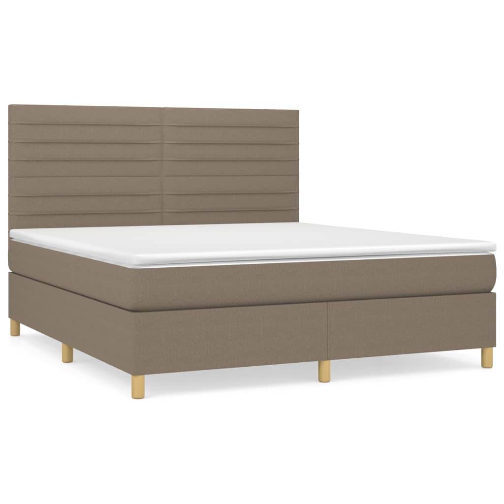 Κρεβάτι Boxspring με Στρώμα Taupe 160x200 εκ. Υφασμάτινο