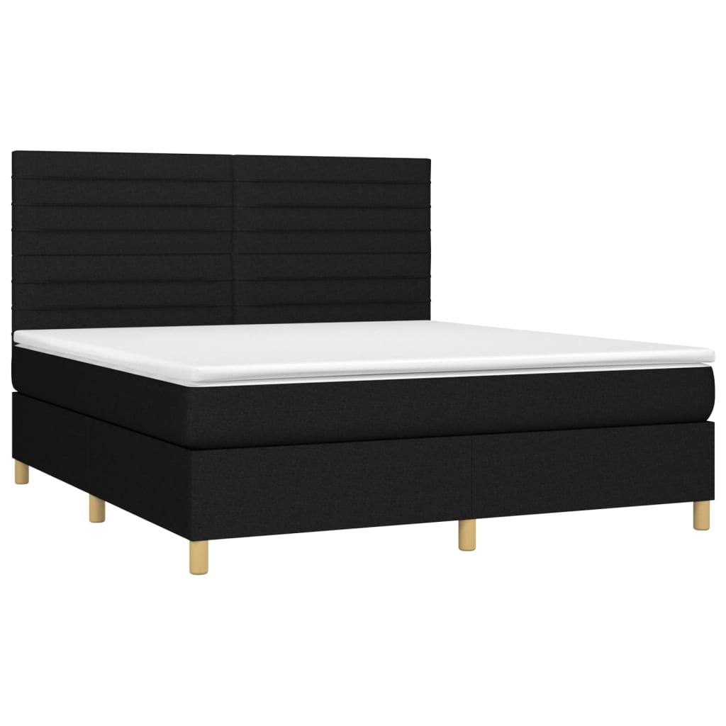 Κρεβάτι Boxspring με Στρώμα Μαύρο 180x200 εκ. Υφασμάτινο