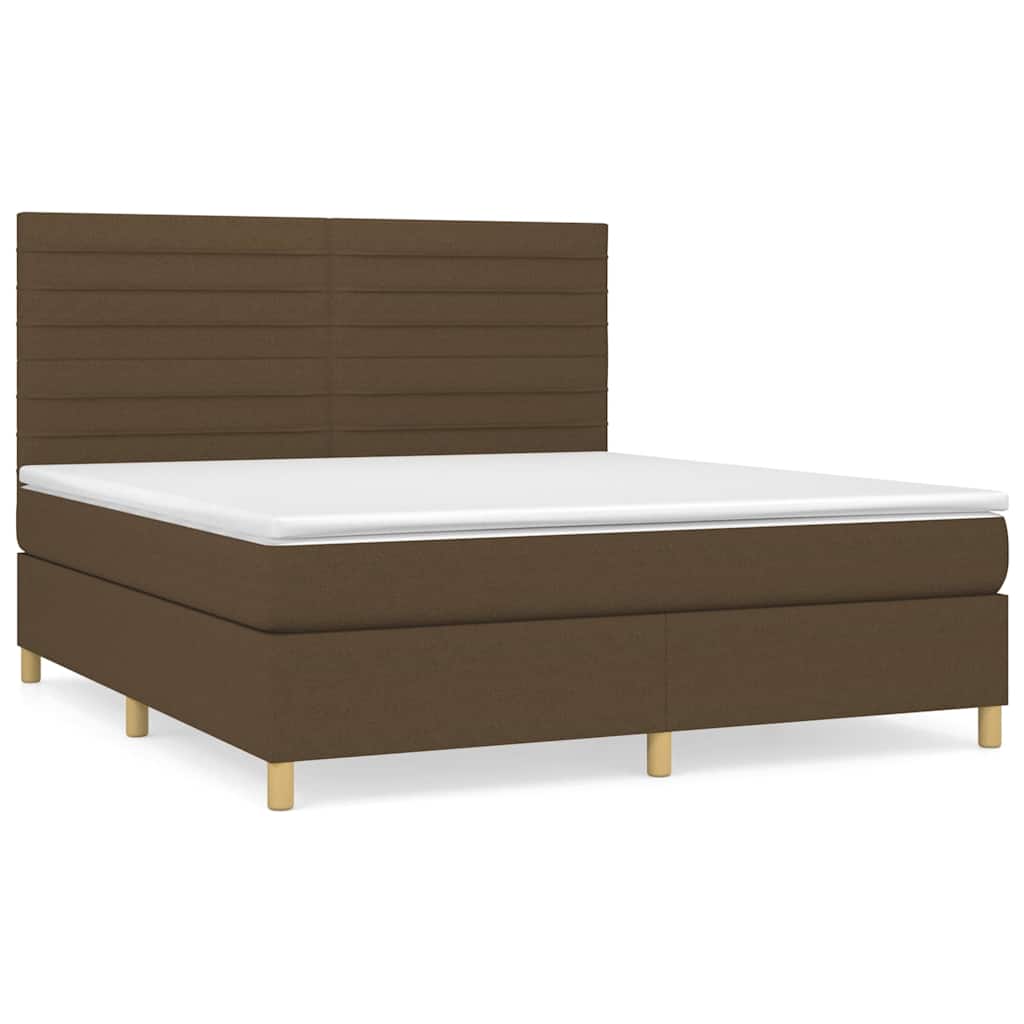 Κρεβάτι Boxspring με Στρώμα Σκούρο Καφέ 180x200 εκ Υφασμάτινο - Pakobazaar