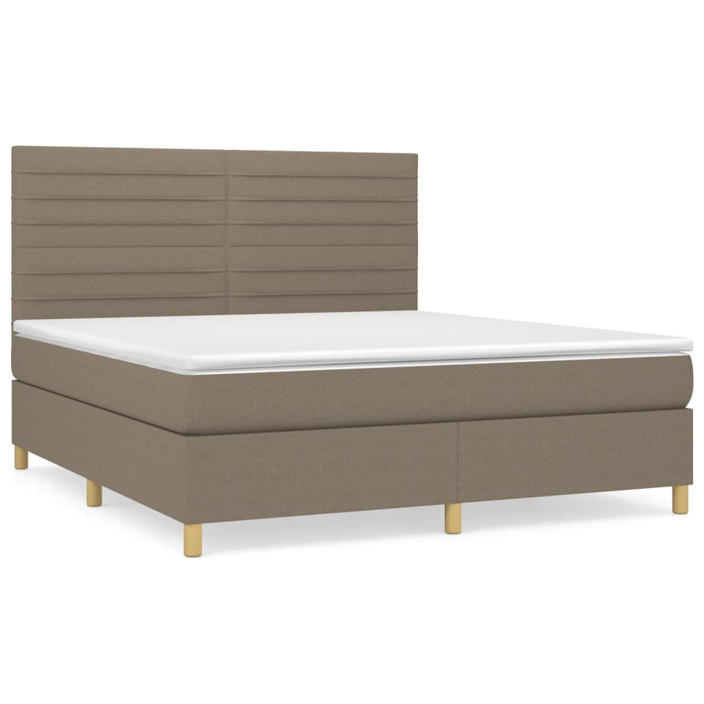 Κρεβάτι Boxspring με Στρώμα Taupe 180x200 εκ. Υφασμάτινο