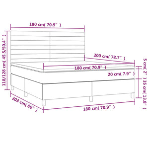 Κρεβάτι Boxspring με Στρώμα Taupe 180x200 εκ. Υφασμάτινο