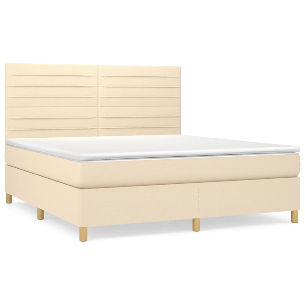 Κρεβάτι Boxspring με Στρώμα Κρεμ 180x200 εκ. Υφασμάτινο