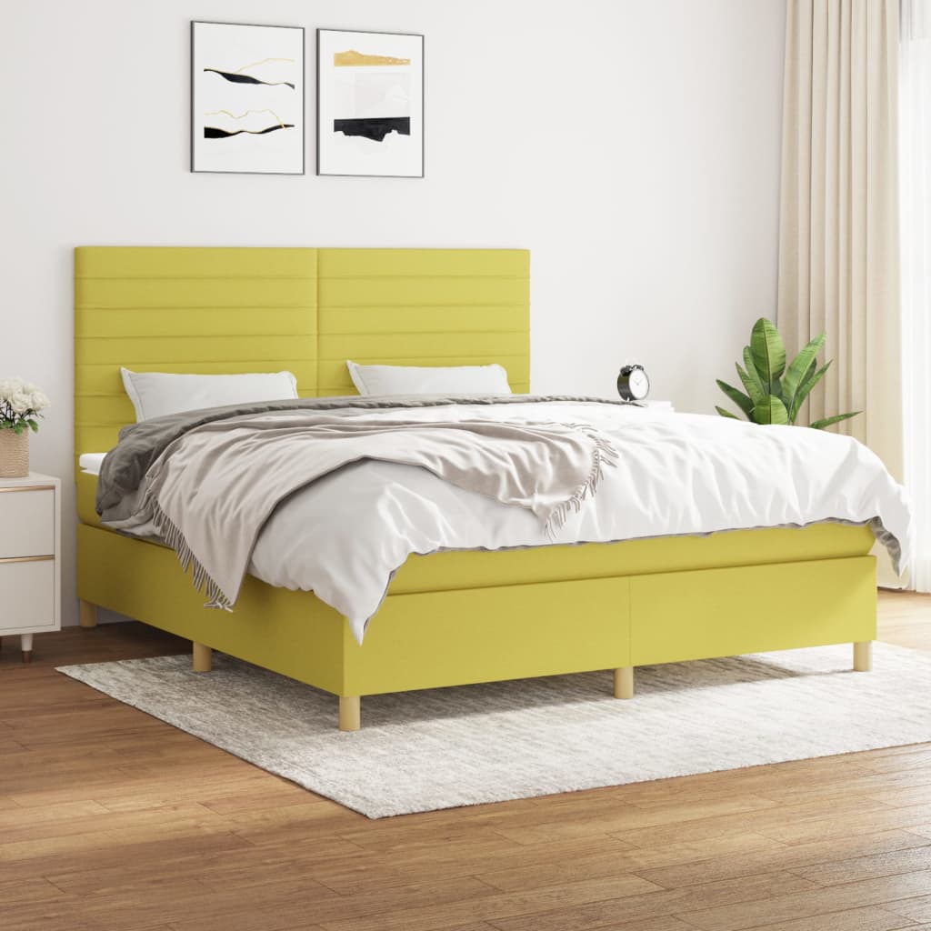 Κρεβάτι Boxspring με Στρώμα Πράσινο 180x200 εκ.Υφασμάτινο
