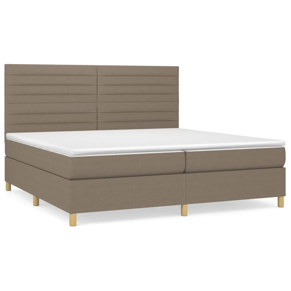 Κρεβάτι Boxspring με Στρώμα Taupe 200x200 εκ. Υφασμάτινο - Pakobazaar