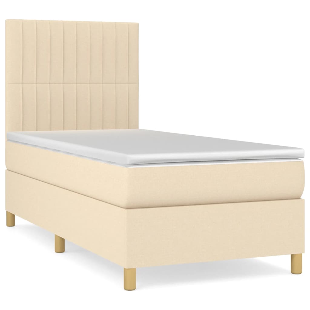 Κρεβάτι Boxspring με Στρώμα Κρεμ 90x190 εκ.Υφασμάτινο