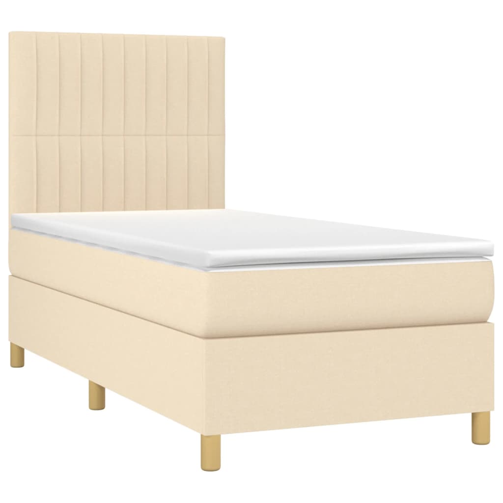Κρεβάτι Boxspring με Στρώμα Κρεμ 90x190 εκ.Υφασμάτινο