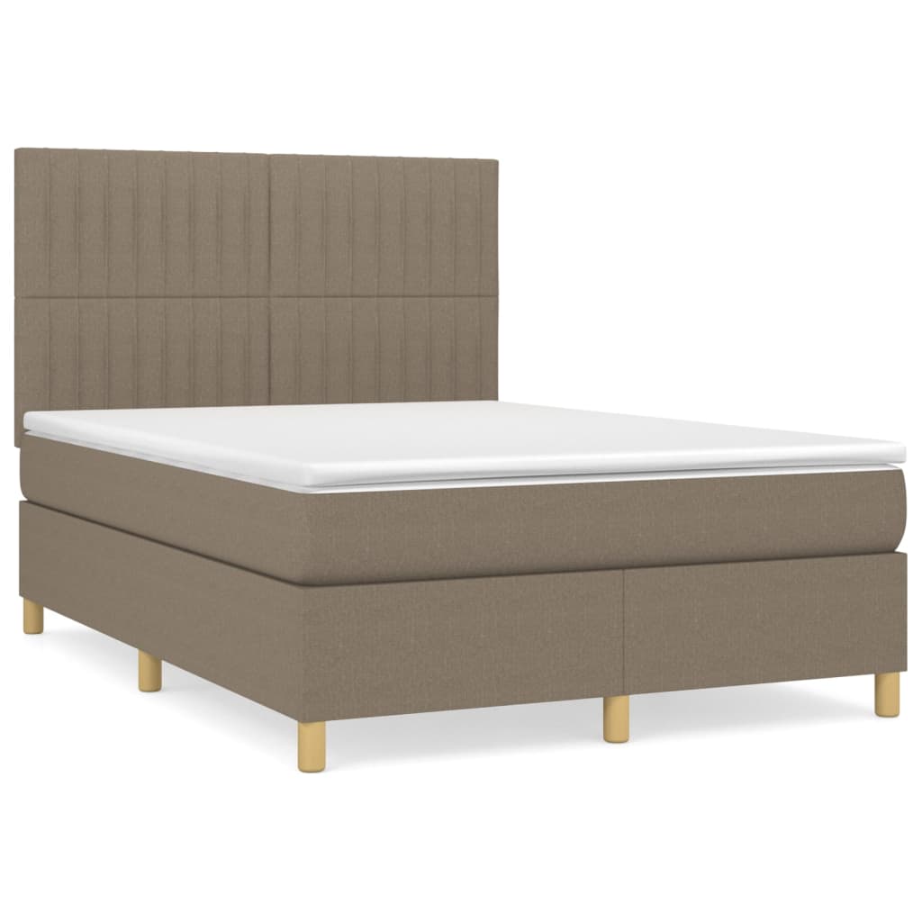 Κρεβάτι Boxspring με Στρώμα Taupe 140x190 εκ. Υφασμάτινο