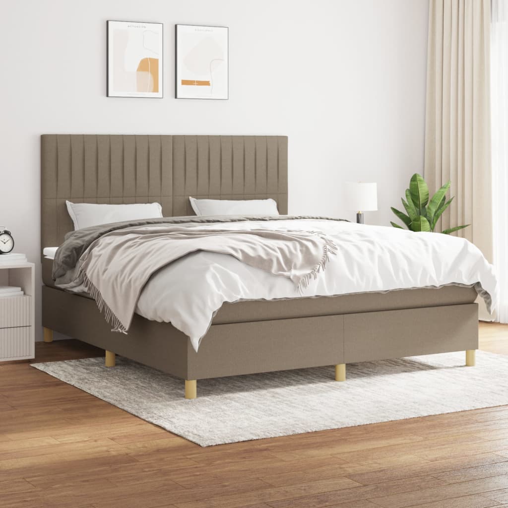 Κρεβάτι Boxspring με Στρώμα Taupe 160x200 εκ. Υφασμάτινο