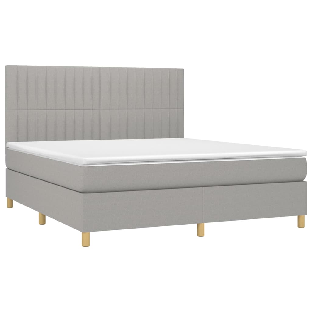 Κρεβάτι Boxspring με Στρώμα Ανοιχτό Γκρι 180x200 εκ. Υφασμάτινο