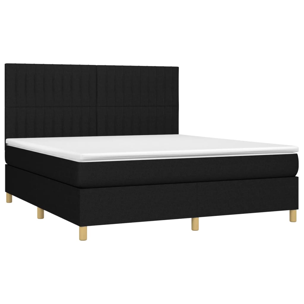 Κρεβάτι Boxspring με Στρώμα Μαύρο 180x200 εκ. Υφασμάτινο
