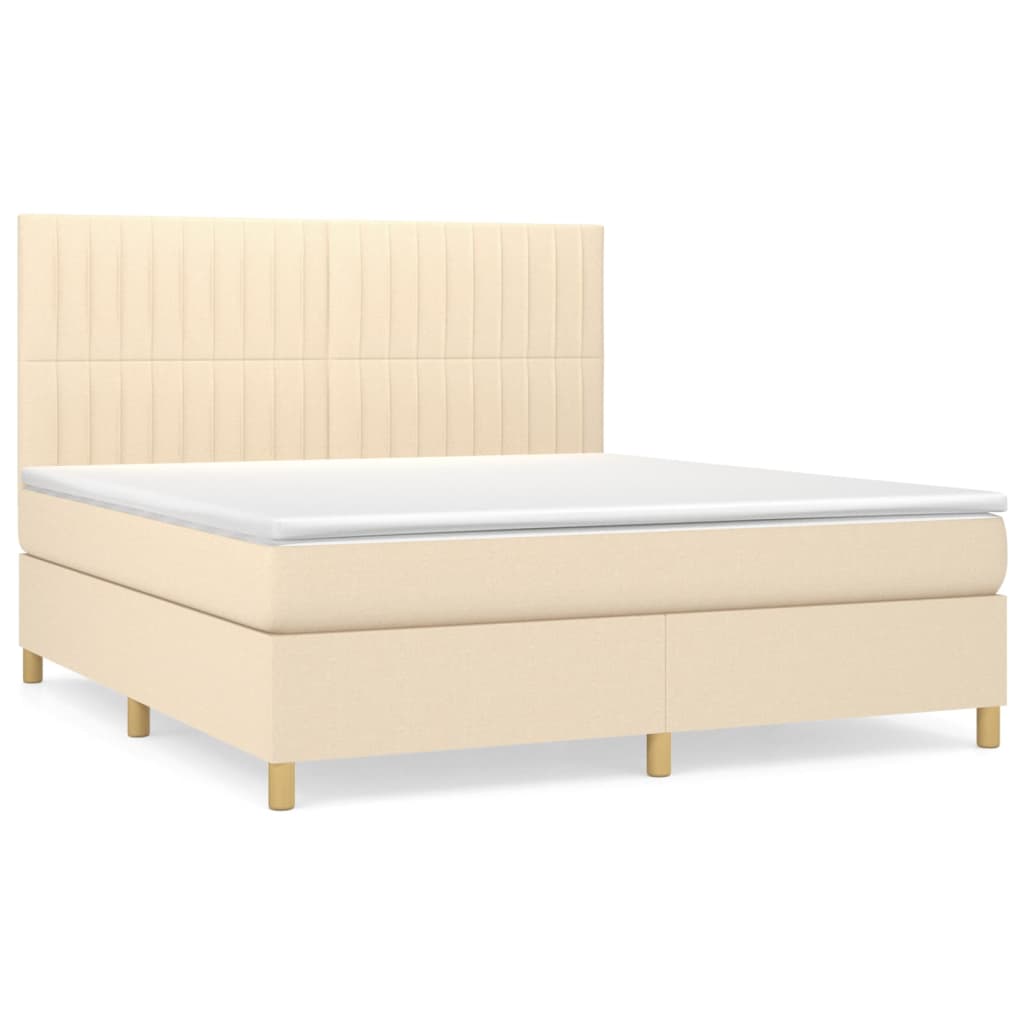 Κρεβάτι Boxspring με Στρώμα Κρεμ 180x200 εκ. Υφασμάτινο