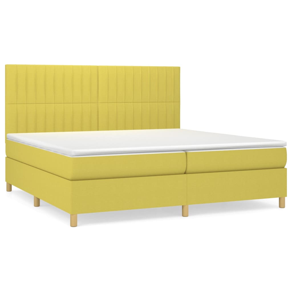 Κρεβάτι Boxspring με Στρώμα Πράσινο 200x200 εκ. Υφασμάτινο - Pakobazaar