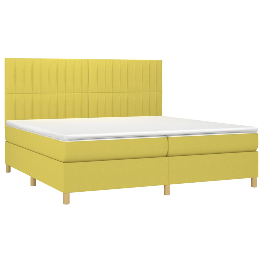 Κρεβάτι Boxspring με Στρώμα Πράσινο 200x200 εκ. Υφασμάτινο - Pakobazaar