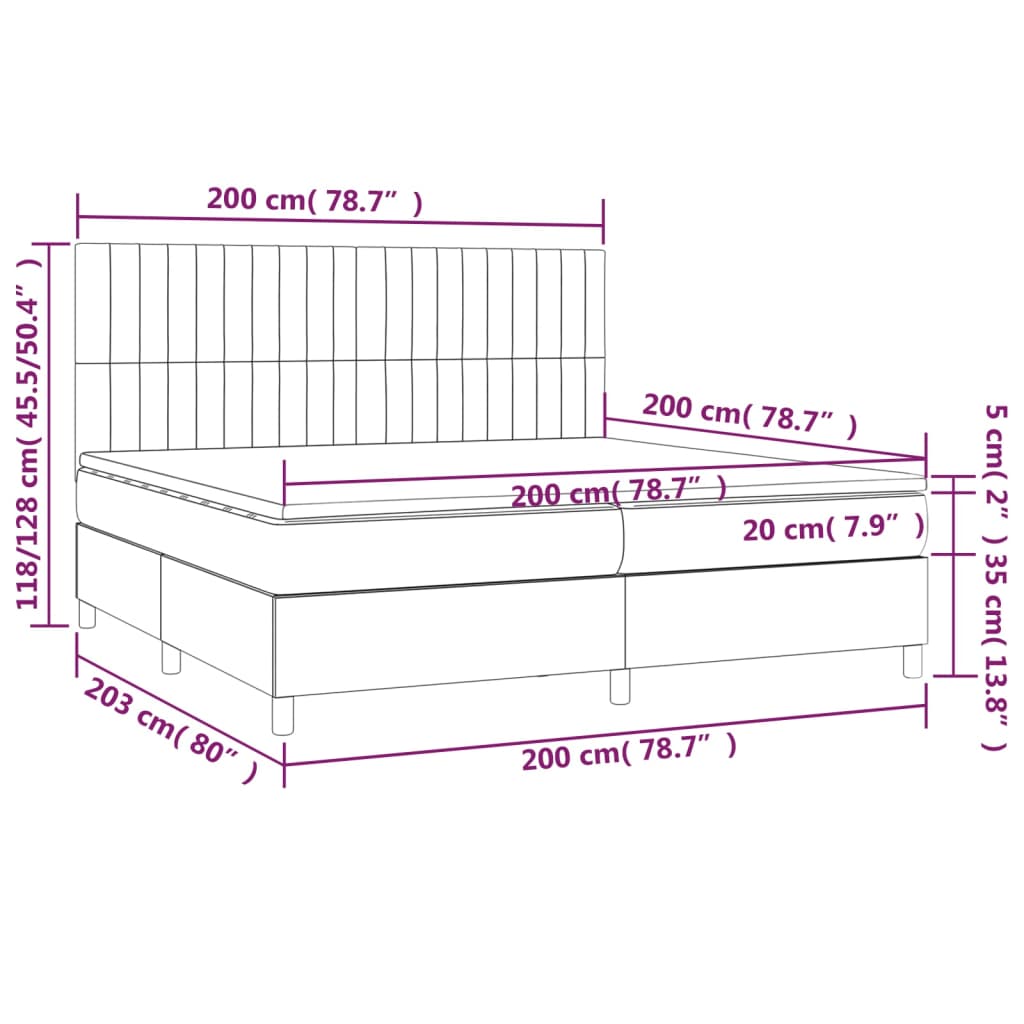 Κρεβάτι Boxspring με Στρώμα Πράσινο 200x200 εκ. Υφασμάτινο - Pakobazaar