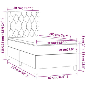 Κρεβάτι Boxspring με Στρώμα Ανοιχτό Γκρι 80x200 εκ. Υφασμάτινο